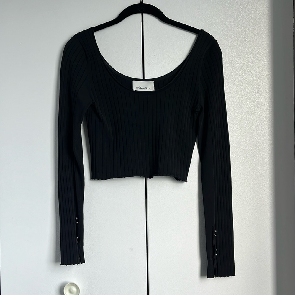 3.1 Phillip Lim Cropped Long-Sleeve - sample size (fits like S), Black